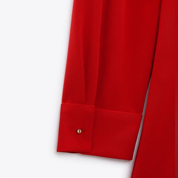 Zara - RED PLEATED MINI DRESS (XS) - Picture 8 of 10